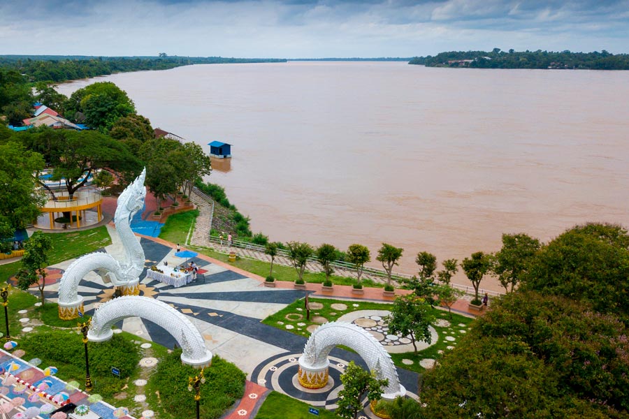 A serpent temple on the banks of the mekong river.