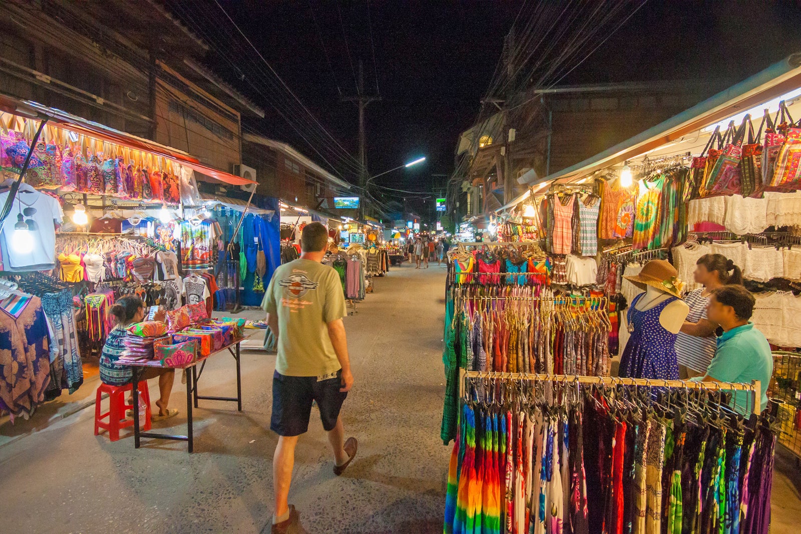 A night market in thailand with vibrant stalls